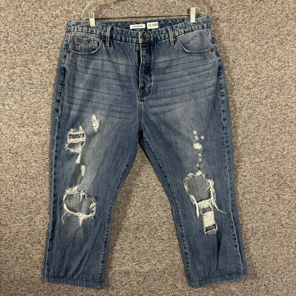 Good American Women's Size 16 Blue  Good Boy High Rise Boyfriend Fit Jeans